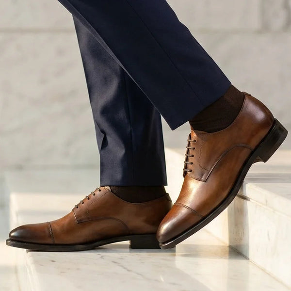 Orox Handcrafted Brown Cap-Toe Oxford Shoes (Men’s Leather Dress Lace-Up)