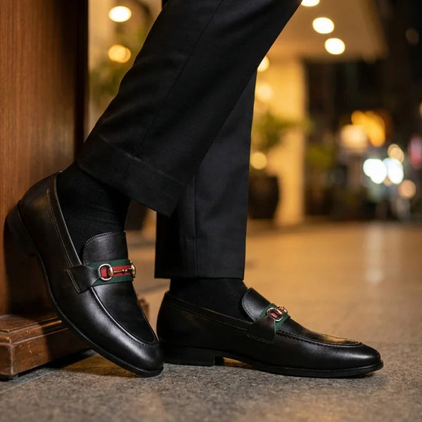 Orox Black Milled Leather Horsebit Loafers (Men’s Slip-On Dress Shoes)