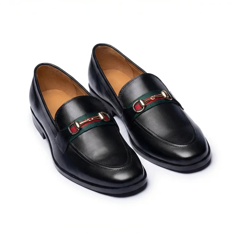 Orox Black Milled Leather Horsebit Loafers (Men’s Slip-On Dress Shoes)