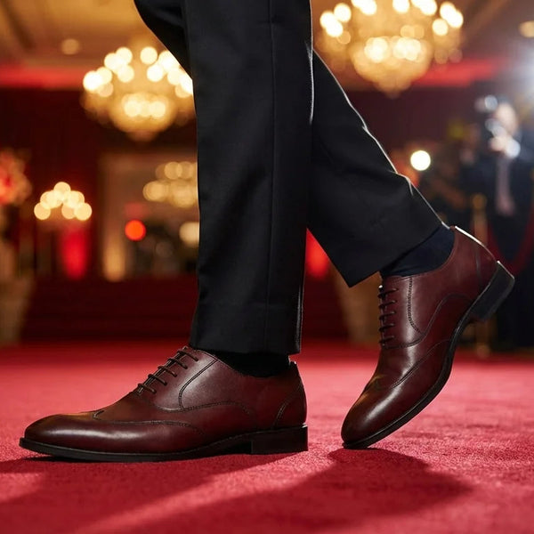 Orox Handcrafted Burgundy Wingtip Oxford Shoes (Men’s Leather Dress Lace-Up)