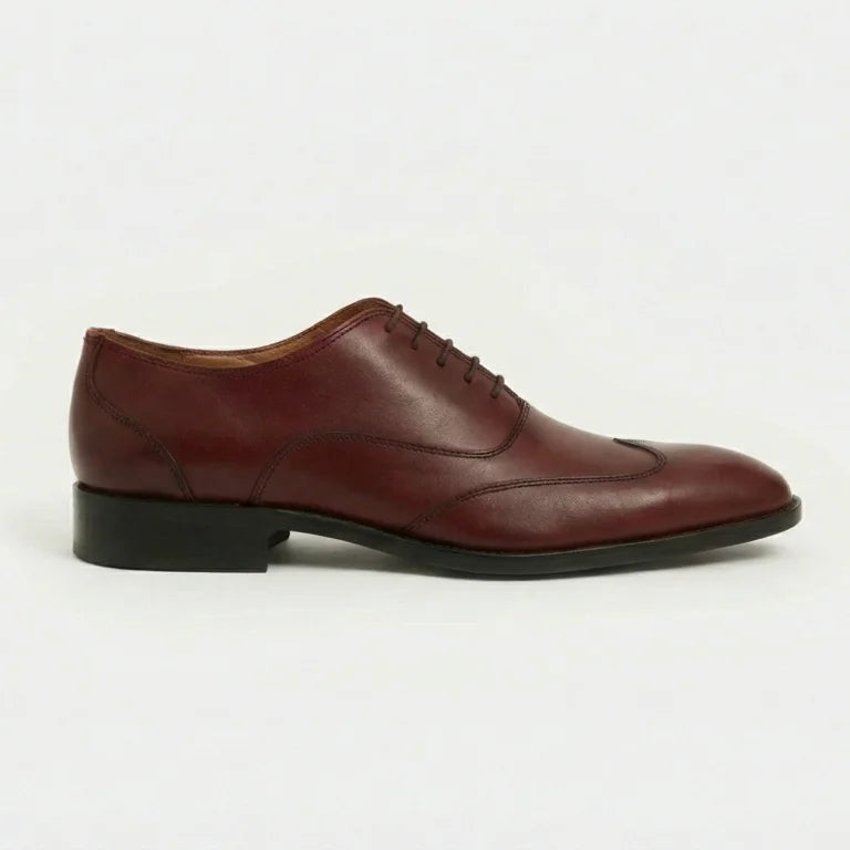 Orox Handcrafted Burgundy Wingtip Oxford Shoes (Men’s Leather Dress Lace-Up)