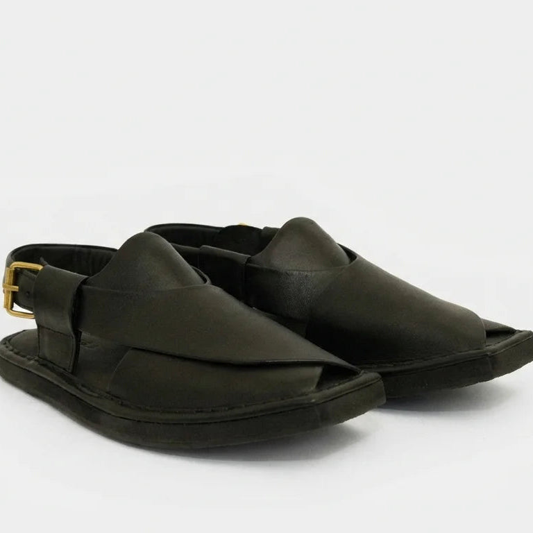 Orox Double Sole Black Kaptaan Chappal (Ultra-Light Premium Leather)