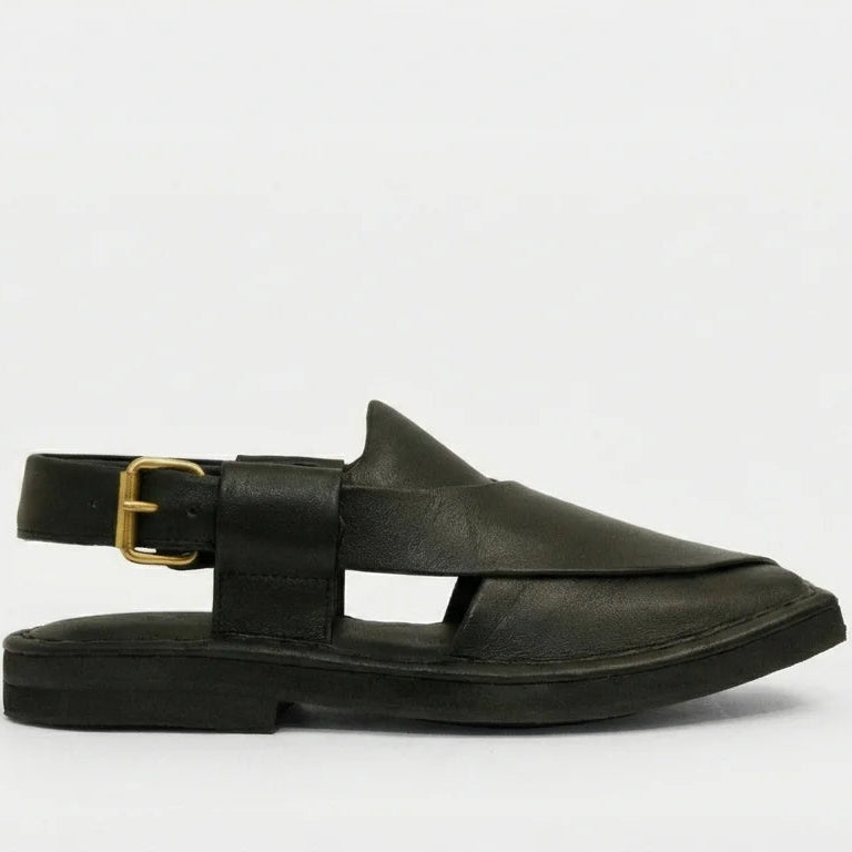 Orox Double Sole Black Kaptaan Chappal (Ultra-Light Premium Leather)