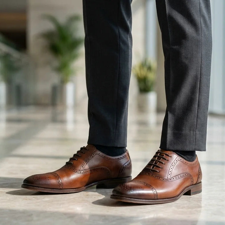 Orox Handcrafted Brown Cap-Toe Oxford Dress Shoes (Men)