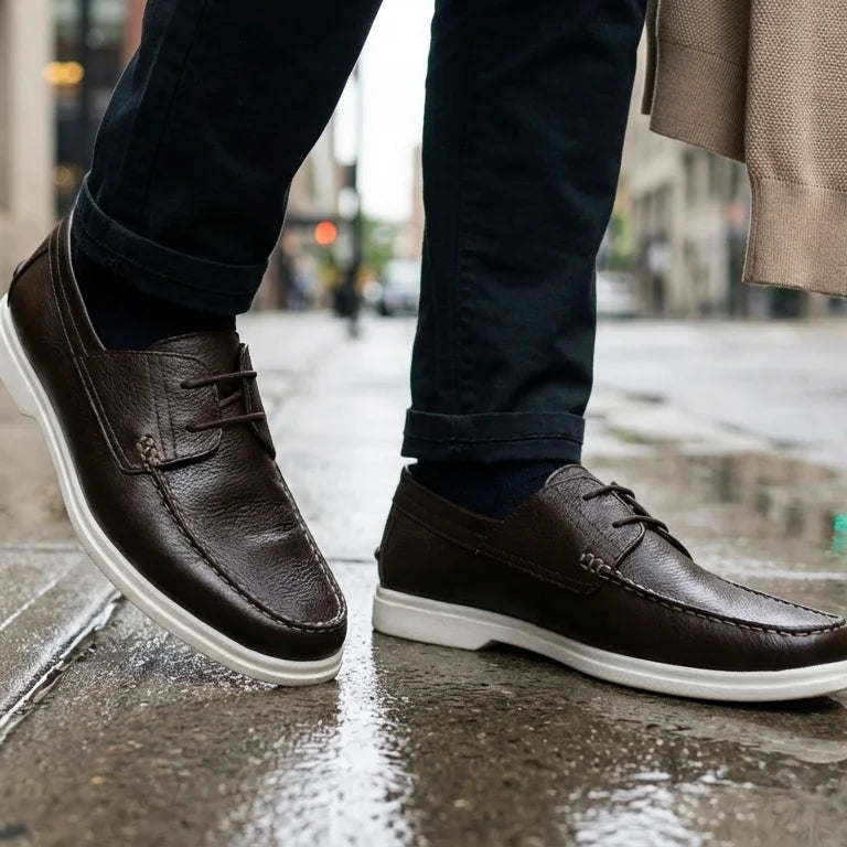 Orox Delft Lace-Up Espresso Leather Shoes (White Lightweight Sole)