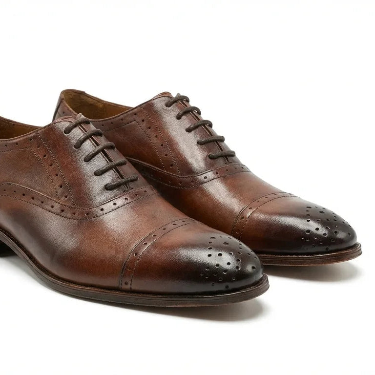 Orox Handcrafted Brown Cap-Toe Oxford Dress Shoes (Men)