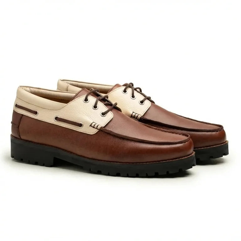 Orox Algarve Caramel Leather Casual Boat Shoes (Outdoor Sole)